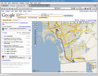 Pantallazo de Google Maps mostrando indicaciones desde el cruce de Tijuana